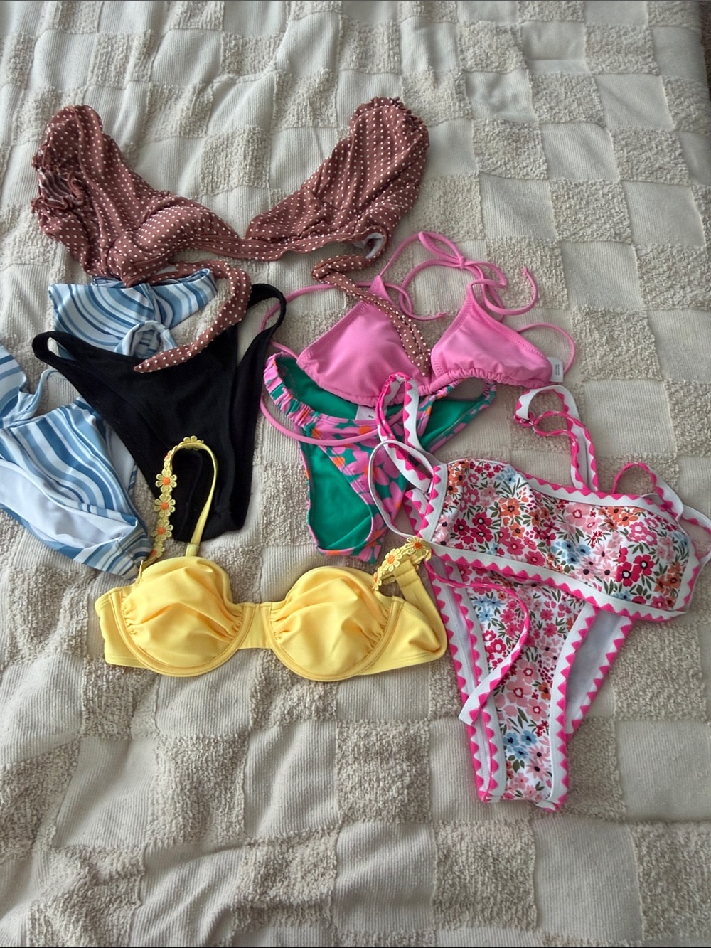 Mixed Women's Bikini Set Lot - Bright Floral, Yellow, Pink, Black